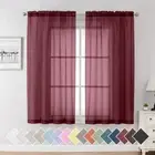Sheer Curtains Red - Fabric Vertical Window W 40" x L 63" | Pair Burgundy