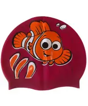 NEMO Clown Fish Pink Orange Magenta Silicone Swim Cap Kids Children Junior