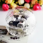 TRANSPARENT CUBIC BALL WIND UP MUSIC BOX : HOWLS MOVING CASTLE