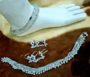 Anklet & Toe Rings Indian Women Silver Plated Ankle Chain Bracelet Wedding Payal