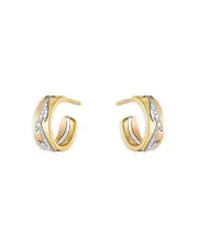 Georg Jensen 18K Tricolor Gold Fusion Diamond Hoop Earrings