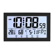 Digital Wall Clock With Extra Large Display Calendar Alarm Clock With Date And Week,Temperature And 2 Alarm Clocks For Seniors Elderly Color Black