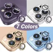 For iPhone 16 14 13 15 12Pro Max Metal Camera Lens Glitter Cover Glass Protector