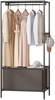 Portable Wardrobe Rack,Cloth Wardrobe,Wardrobe Portable Wardrobe Shelves, Canvas Wardrobe for Bedroom, Fabric Wardrobe Foldable Closet for Clothes, Bags,Black-Withoutdoorcurtain