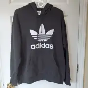 NWT! ADIDAS Women's TRF Hoodie Pullover Cotton Black White Logo Size M