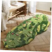 Green Moss Rug 3D Floral Moss Carpet,Runner Rugs for Bedroom with Rubber