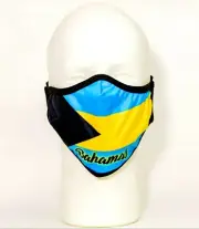 BAHAMAS FLAG FACE MASK REUSABLE AND WASHABLE DOUBLE LAYER.