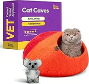 PURRZ Eco Calming MOCHI Felt Cat Bed Cave (8 Designs) - Environmentally Friendly & Sustainable Handmade 100% Hypoallergenic Merino Wool Bed/House/Home/Pod/Cubby/Tent/Igloo for Cats, Kittens, Puppies and Small Dogs (Medium, Uluru)