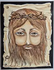 JESUS Acrylic Painting on 11"x14" Canvas by Artist Marilyn Oliveri