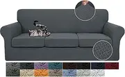 JIVINER Newest 4 Pieces Oversized Sofa Slipcovers Stretch Sofa Covers with 3 Extra Large Seat Cushion Covers Thick Fitted Couch Covers for 3 Cushion Couch for Living Room (XL Sofa, Dark Gray)
