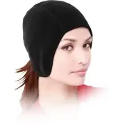 Schampa Fleece Skullcap with Ponytail Holder (OSFM, Black)