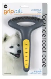 JW Pet GripSoft Double Row Undercoat Rake Rounded Coat Hair Care Dog Grooming