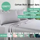 Premium Cotton Rich Bed Sheet Sets Fitted Flat Sheets Single Double Queen 1200T
