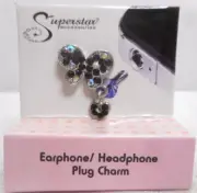 Superstar Accessry Earphone/Headphone Plug Charm Rhinestone Butterfly 3.5mm Jack