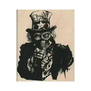 Mounted Rubber Stamp, Undead Uncle Sam, Uncle Sam, Skeleton, Zombie Uncle Sam