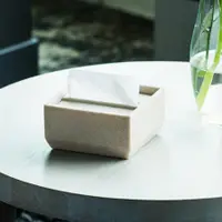 在飛比找誠品線上優惠-日本ideaco方形下降式沉蓋砂岩餐巾紙盒/ 沙白