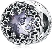 [DUUDAH] Women's Jewellery 925 Sterling Silver Pendant Beads,Women's Vintage Purple Zircon Pendant Wedding Beads 925 Sterling Silver Pendant Jewelry,Compatible with All European Bracelets