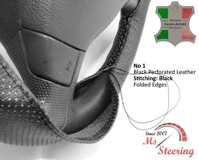 FOR Smart ELECTRIC 18-19 BLACK PERF LEATHER STEERING WHEEL COVER CHOSEN COLOURS