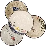 KOCKSHION 4pcs Ceramic Dipping Bowls Small Sauce Dishes for Individual Portions for Condiments Appetizers and Snacks for Parties and Family Dinners