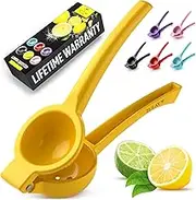 Zulay Premium Quality Metal Lemon Squeezer, Citrus Juicer, Manual Press for Extracting the Most Juice Possible - Yellow