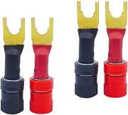 KOOKFJLLZ 4-Pack Y Spade Plugs to 4 mm Banana Female Jack Socket, Fork Spade Plug 45 Degree for Speaker/amplifiers/Power/Load, Gold Plated