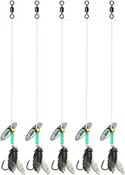 Bait Spinner Bait - 32 Pieces Trout and Perch Bait Spoon with Copper Body and Blade Tackle with Box of Gifts for Men, Bass, Trout, Water D