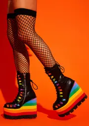 [Club Exx] Can't Contain Myself Rainbow Platform Boots