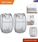 2PCS Laundry Baskets Foldable Pop Up Mesh Washing Basket Laundry Basket Bag L...