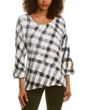 NIC+ZOE 297543 Women's Checkered Top, Multi, Extra Small