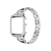 Nevenka Bling Band Compatible Apple Watch with Case 38 40 42 44mm Rhinestone Cross Straps-Silver