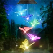 1pc LED Color Changing Butterfly Solar Wind Chimes Outdoor Waterproof Birthday