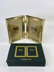 Solid Brass Bi-Fold 3.5 x 5 Picture Photo Frame Hinged Vtg Korean Air Souvenir