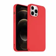 For Apple iPhone 12 Pro Silicone Silky Soft Case with Microfiber TPU Ultra Slim Anti Scratch Shockproof Cover (Red)