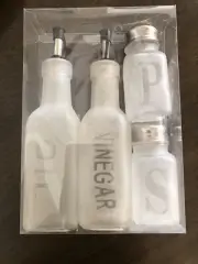 Condiments set - oil, vinegar, salt and pepper