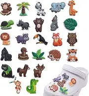 [Jormftte] Pack of 25 animal shoe decorations, removable shoe accessories, cartoon shoe decorations, shoe pendants for clogs, various random selection of PVC, cartoon shoe decorations, accessories for sandals,
