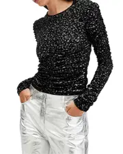 Allsaints Eris Printed Ruched Top