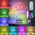 Modern RGB Table Lamps, LED Spiral Table Lamp, Silver Bedside Lamp with Remot...