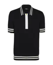 Monogrammed jacquard polo shirt S Black