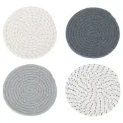 Cotton Trivets Set, 4 PCS 7" Thicken Woven Heat Resistant Mats (Grey)