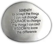 Cathedral Art Serenity Prayer Soothing Stone - Engraved Rock with Inspirational Words, Mindfulness and Meditation Stones for Stress, Worry, and Anxiety, 1-1/2-Inch, Silver