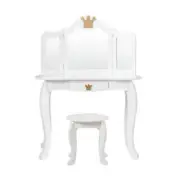 Kids Vanity Table and Chair Set with Mirror and Drawer for Girls White