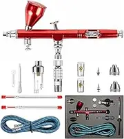 HUBEST New Professional 0.2mm .3mm .5mm Dual Action Airbrush Kit Spray Paint Gun Kit Complete Set for General-Purpose Art-and-Craft Projects Model-Railroad Detailing R/C Kits