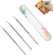 WADY 3PCS Lottery Scratcher Tool, Scratch Off Label Scraper for Tickets, Stickers, Films (Silver)