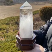 3.8LB Natural Clear Quartz Crystal Obelisk Crystal Tower Wand Point and Stand