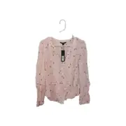 Banana Republic NEW Blouse Rayon Pink Floral Size M Long Sleeve 5G