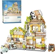 EasyAgo Street View Coffee Shop Mini Building Blocks，MOC Creative Building Toys Cute Animals Building Set for Girls 6-12,Gift Idea for Kids Adults (1077 PCS)