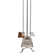 Stainless Steel Pizza Tool Set with Stand includes brush, shovel and rake