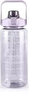 2L Water Bottle Straw Cup Motivational Drink Flask With Time Markings Sports Gym - Durable Gym Sports Flask, BPA-Free, Leakproof