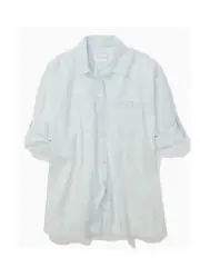 American Eagle AE Go Big Oversized Shirt Womens XS Tan Coastal Grandma MINT