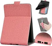 TPU Soft Shell Case for Kindle Paperwhite 12th Generation 2024 Release Only - Auto Sleep and Wake,Premium PU Leather Folio Stand Smart Cover with Hand Strap for 7" Kindle Paperwhite 2024 (Pink)